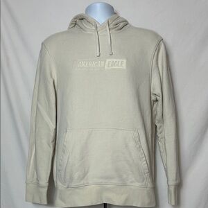 American Eagle Men’s Size Small Thick Cotton Cream Color Hoodie Sweatshirt